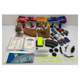 Misc. Vintage Toys Including ERTL Die-Cast Ford Tractor Loader Backhoe (NEW), Slot Car Track With Cars (Missing Some Track) And More