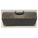 Vintage Metal Tool Box With Very Old Tools And Newer Jumper Cables