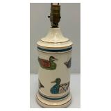 Vintage Brass And Glass Automobile Lamp (Glass Shade Missing A Piece In Back Corner, See Pictures) And Duck Adorned Lamp