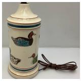 Vintage Brass And Glass Automobile Lamp (Glass Shade Missing A Piece In Back Corner, See Pictures) And Duck Adorned Lamp