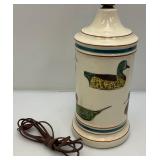 Vintage Brass And Glass Automobile Lamp (Glass Shade Missing A Piece In Back Corner, See Pictures) And Duck Adorned Lamp