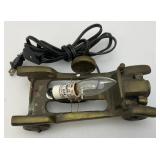 Vintage Brass And Glass Automobile Lamp (Glass Shade Missing A Piece In Back Corner, See Pictures) And Duck Adorned Lamp