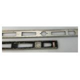 Misc. Garage Items Including Long Aluminum Levels, Long Aluminum Straight Edge Rulers And More