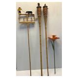 Misc. Back Yard Items including Metal Flower Sculpture, Tiki Torches And More