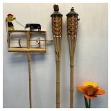 Misc. Back Yard Items including Metal Flower Sculpture, Tiki Torches And More