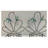 Decorative Wrought  Iron Plant Stand 24" Tall And Butterflie Chairs 21 1/2" Tall