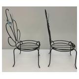Decorative Wrought  Iron Plant Stand 24" Tall And Butterflie Chairs 21 1/2" Tall