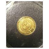 1/4TH GRAM .9999 FINE GOLD MONARCH METALS ROUND IN CASE