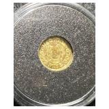 1/4TH GRAM .9999 FINE GOLD MONARCH METALS ROUND IN CASE