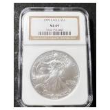 1999 AMERICAN SILVER EAGLE NGC MS69