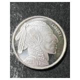 1 TROY OZ .999 FINE SILVER BUFFALO INDIAN ROUND