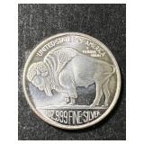 1 TROY OZ .999 FINE SILVER BUFFALO INDIAN ROUND