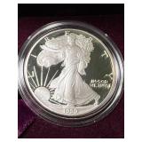 1990 PROOF AMERICAN SILVER EAGLE IN ORIGINAL MINT BOX