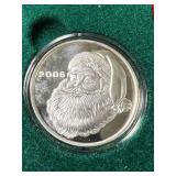 2006 SANTA ROUND 1 TROY OZ .999 FINE SILVER IN BOX