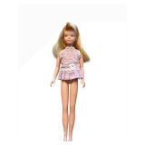 Vintage Skipper Doll - Purple Plaid Dress with White Lace Trim and Floral Waist Accent