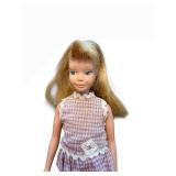 Vintage Skipper Doll - Purple Plaid Dress with White Lace Trim and Floral Waist Accent