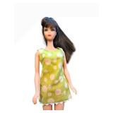 Mattel Francie Barbie Doll - Lime-Green Polka Dot Dress, Long Dark Hair