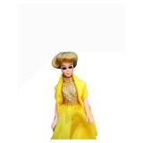 Vintage Topper Dawn Doll - Yellow Satin Evening Gown with Cape, Tulle Overlay, Gold Bodice