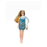 Vintage Topper Dawn Doll - Turquoise Sequin Dress with Blue Bow & Scarf, Blonde Hair