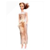 Vintage Barbie Doll - Peach Satin Strapless Jumpsuit, Brown Hair - Vintage