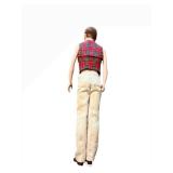 Mattel Ken Doll - Plaid Cropped Top, Red Vest & Beige Trousers