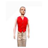 Mattel Ken Doll - Plaid Cropped Top, Red Vest & Beige Trousers