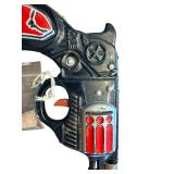Eagle Space Pistol Cap Gun - Vintage Plastic Toy with Long Barrel, Red Panel Details