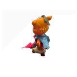 Small Shots Vintage Plastic Toy Figure on Roller Skateboard - Blue Cape & Pink Bow