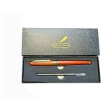 Belluner Fountain Pen Set With Converter - Wood Body, Gold Trim, Blue Gift Box