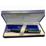 Waterman Paris Fountain Pen - Green Resin with Gold Trim in Presentation Box