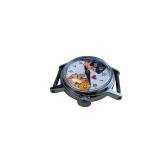 Snow White Dial Wristwatch - Round Metal Case, Right Crown, Stainless Steel Back