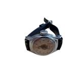 Vintage Davy Crockett Wristwatch - Leather Band, Metal Case