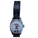 Vintage Hopalong Cassidy Cartoon Dial Wristwatch - Leather Strap, Stainless Back
