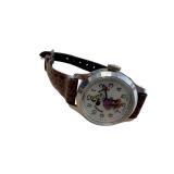 Disney Minnie Mouse Wristwatch - Brown Leather Strap Vintage Disney Timepiece