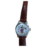 Disney Minnie Mouse Wristwatch - Brown Leather Strap Vintage Disney Timepiece