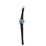 Disney Minnie Mouse Wristwatch - Brown Leather Strap Vintage Disney Timepiece