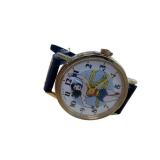 Wonder Woman Wristwatch - Blue Leather Strap, Base Metal Bezel, Swiss Made