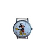Mickey Mouse Wristwatch - Vintage Metal Case with White Dial