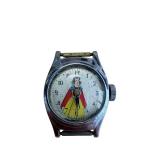 Snow White Cartoon Dial Wristwatch - Vintage Blue Metal Case - Made in USA