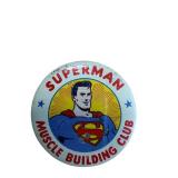 Superman Muscle Building Club Button - Vintage Round Metal Badge