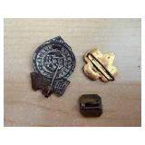 Vintage US Military Lapel Pins Trio - Eagle Crest Circular Badge, Shield Clover, Square Pin