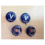Liberty Loan Buttons - Set of 4 Blue Round Pins