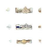 Rings - Vintage Silver-Tone S Charm Set of 3 with Heart & Leaf Motifs