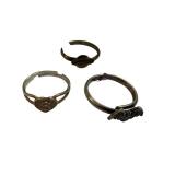 Rings - Vintage Silver-Tone S Charm Set of 3 with Heart & Leaf Motifs