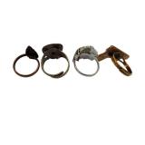 Pistol Ring, Lion Head Ring, Disc Ring, Leaf Ring - Set of 4 Vintage Rings