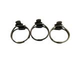 Skull-Top Hat Ring Set - 3 Metal Rings with Antique Patina
