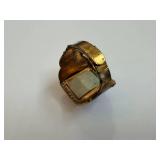 Captain Midnight Mystic Sun God Ring - Red Rectangular Stone in Ornate Gold-Tone Band