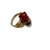 Lone Ranger Atomic Bomb Ring - Gold-Tone Band with Red Enamel Top
