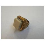 Sky King Ring Radar Signal - Gold-tone Band with Pale Rectangular Top