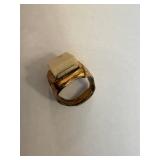 Sky King Ring Radar Signal - Gold-tone Band with Pale Rectangular Top
